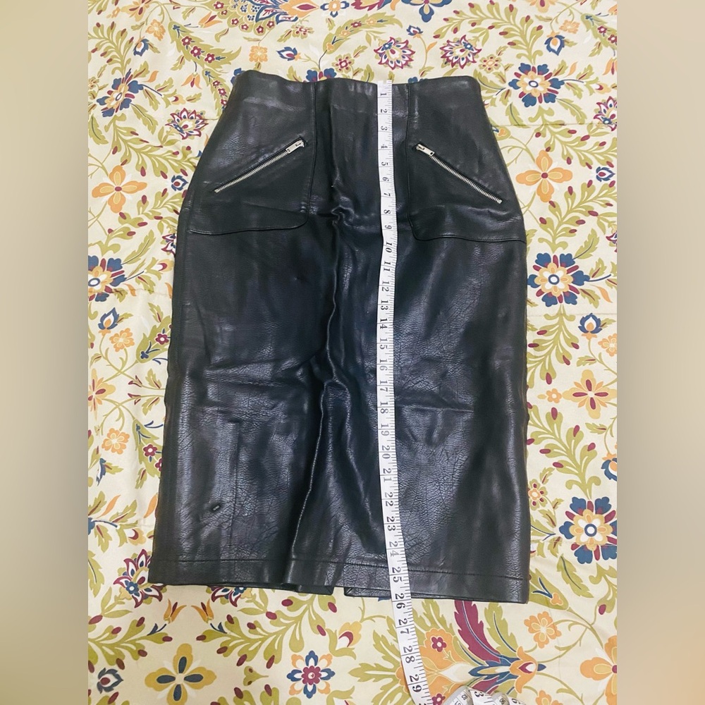 Zara Basic Authentic Leather Knee Length Skirt. S… - image 6